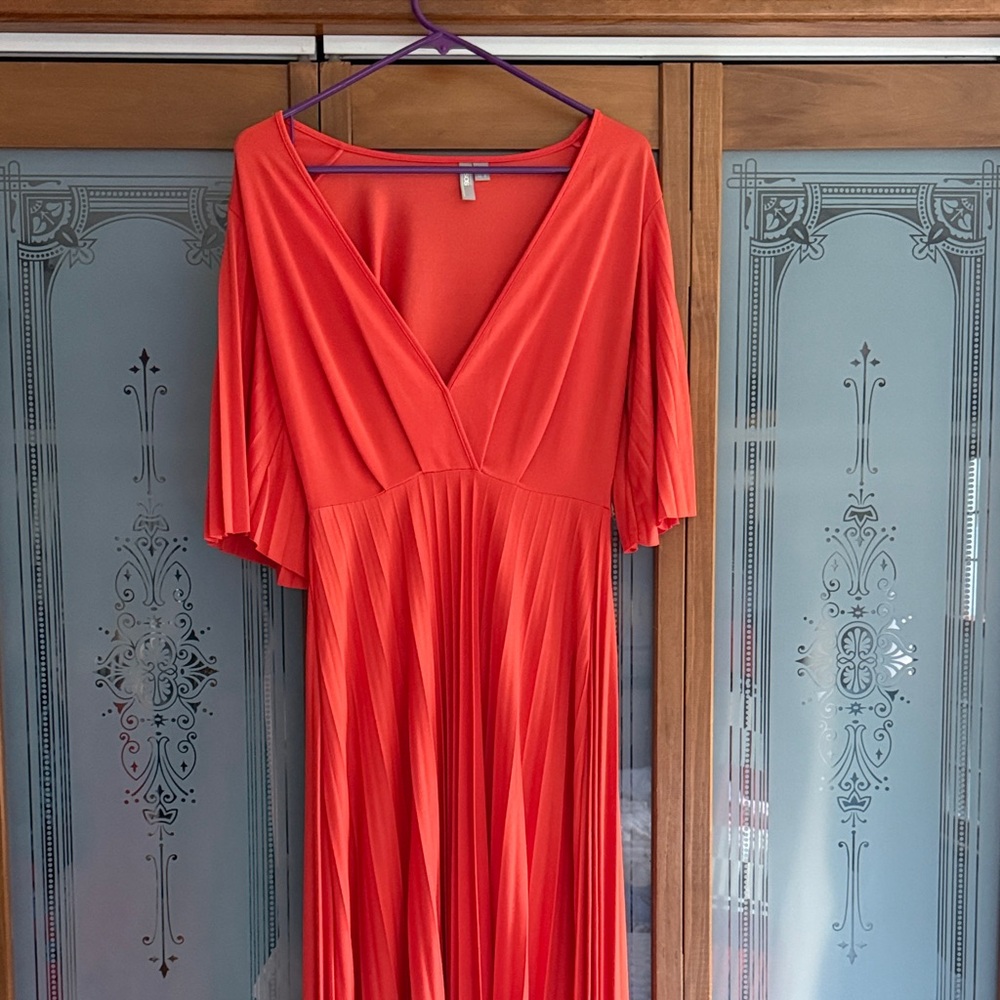 ASOS knife pleat orange dress